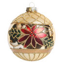 Glass Poinsettia Ball Ornament