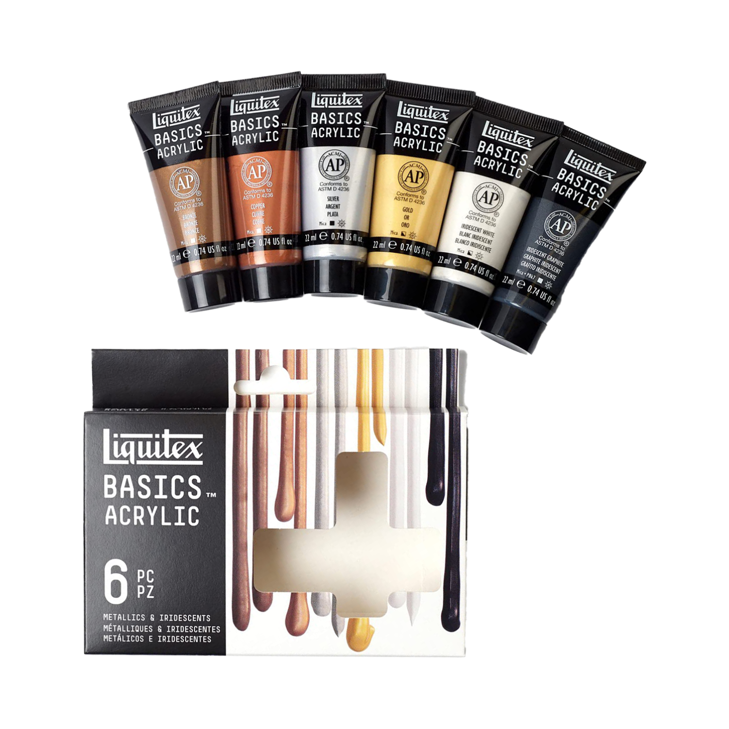 Liquitex Basics Acrylic Paint Tube Set, 6 Colors