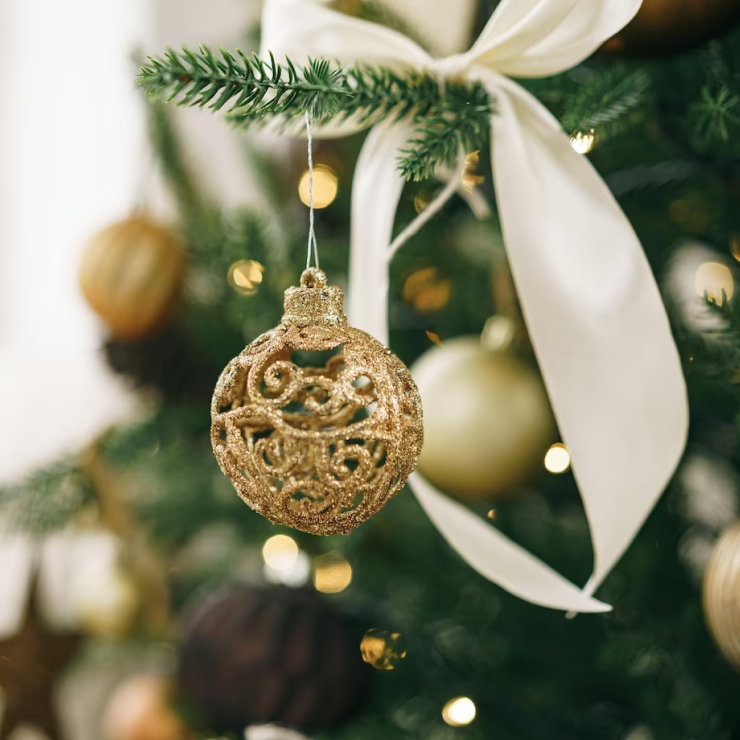 Glass Poinsettia Ball Ornament