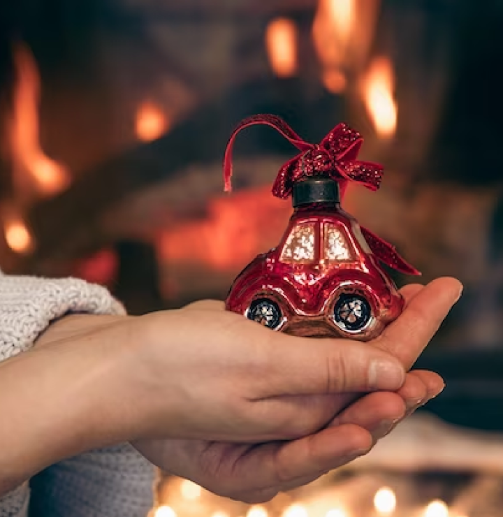 Vintage Wedding Car Christmas Ornament