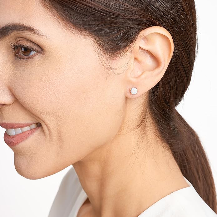 Round Birthstone Stud Earrings