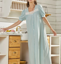 Blue Puff Sleeves Nightgown