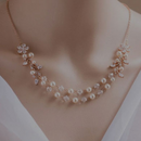 BoBo White Gold Vermeil Gemstone Flower Pendant Necklace