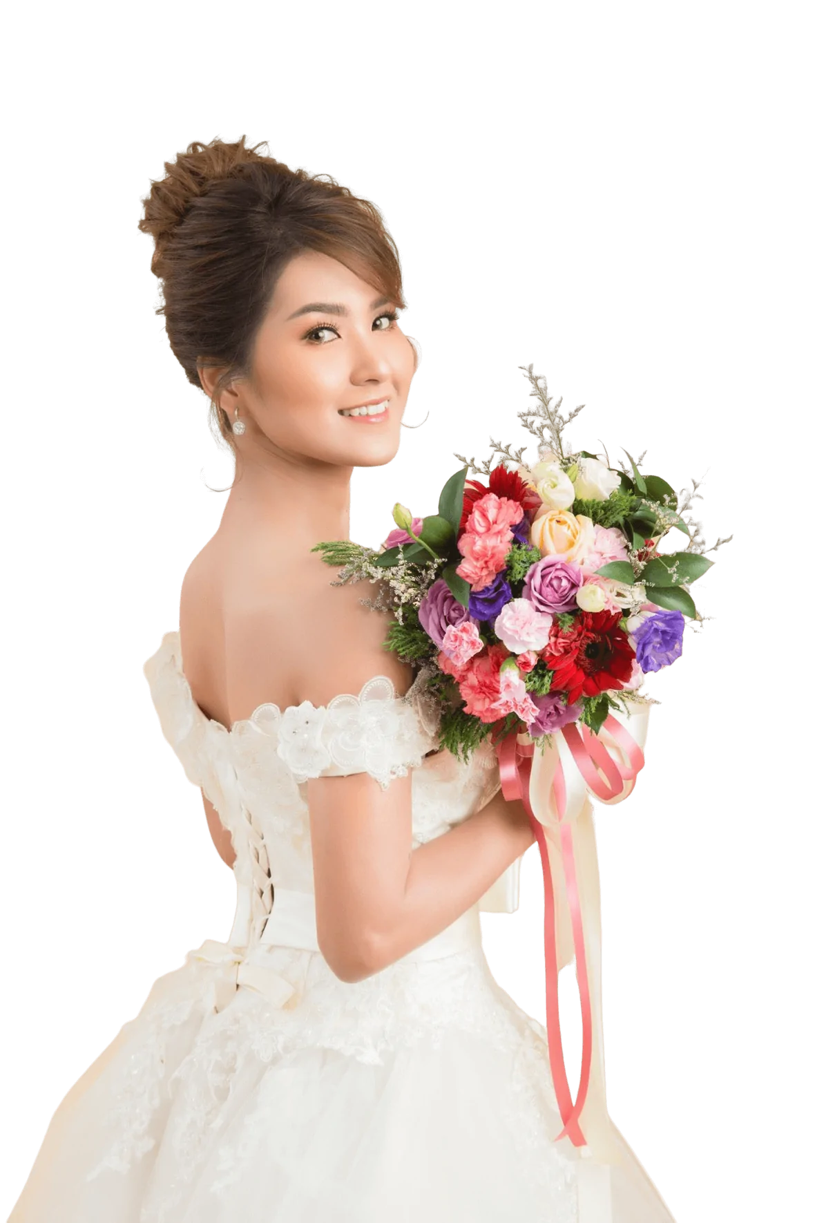 Lace Applique Strapless Wedding Dress