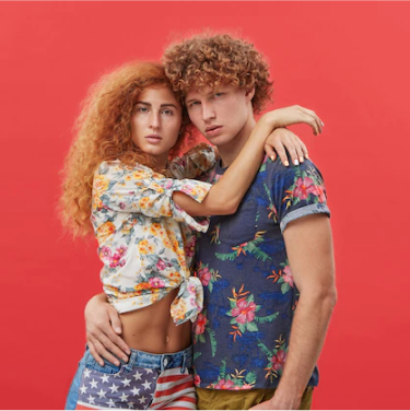 Couple Patterned Cotton T-shirts