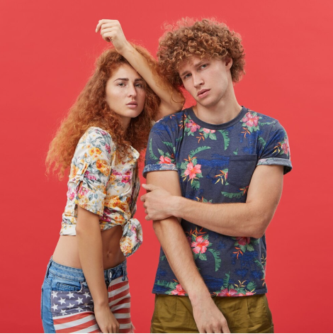 Couple Patterned Cotton T-shirts