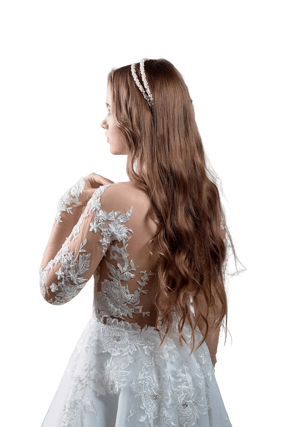 Lace Applique Strapless Wedding Dress