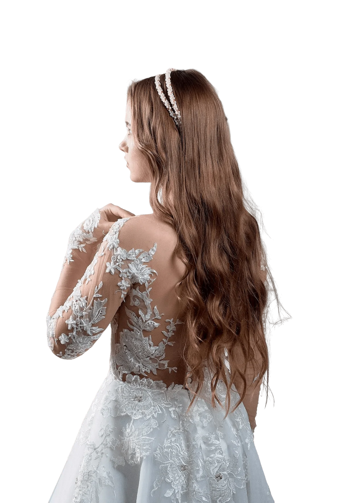 Lace Applique Strapless Wedding Dress